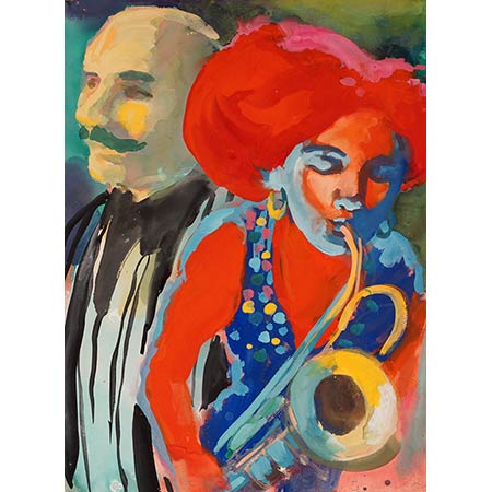 Musicians - Circus Oz 2016 76 x 56cm Gouache on Fabriano paper