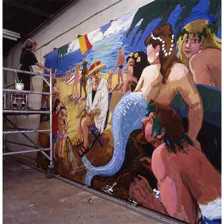 The set of murals portray highlights from the career of Australian swimming sensation Annette Kellerman (1886-1975) Photograph Joseph Lafferty. 