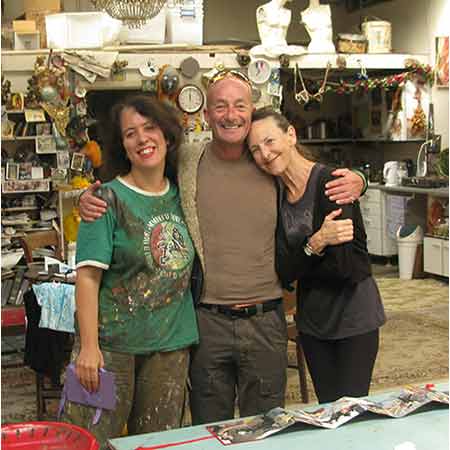 Visiting the studio, Graeme Murphy AO with dancer and creative associate Janet Vernon in 2009. Murphy had recently choreographed a new production of The Firebird, a ballet that tells of a spell cast by an ogre whose soul lives in an egg. Murphy's ballet was a tribute to the Ballets Russes, the company founded and directed by Serge Diaghilev, who first brought his troupe from St Petersburg to Paris in 1909. The Ballets Russes' Firebird premiered a year later, in 1910. As part of the 100year Ballets Russes celebration Wendy Sharpe drew and painted The Australian Ballet in the new Murphy production.