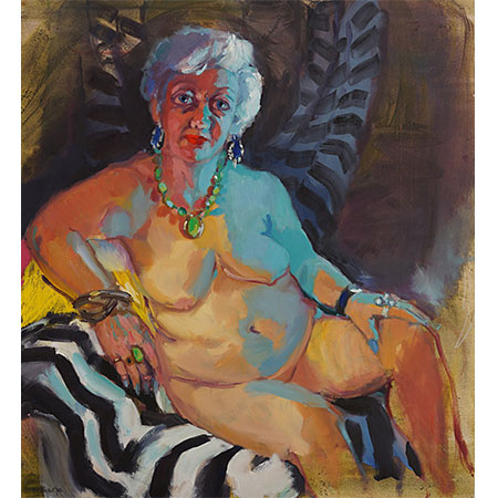 Jill Mackay with Stripes 2013 Oil on canvas 136cm x 122cm (Winner of Manning Nude Art Prize)