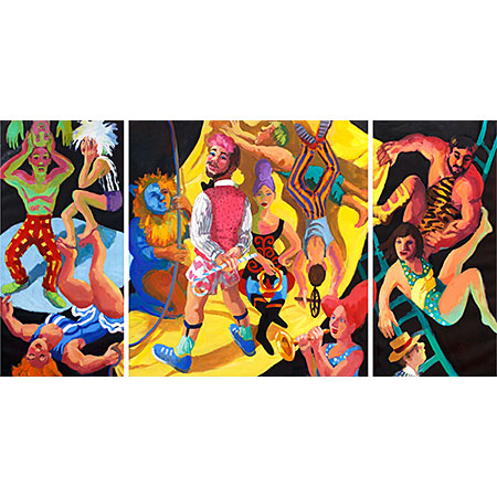 Circus Oz Triptych 2016 Oil on linen 160cm x 312cm