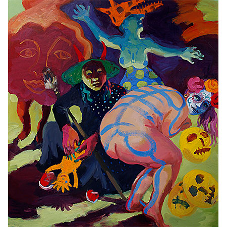 The Witches 2015-16 Oil on linen 160cm x 146cm, Sulman Prize Finalist, Commisioned by Bell Shakespeare for a commemorative exhibition - The Art of Shakespeare