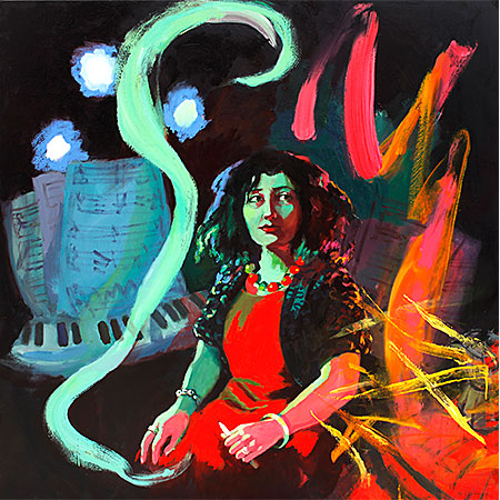 The Witching Hour - Portrait of Elena Kats-Churnin 2017 Oil on canvas 150 x 150cm, Collection of National Portrait Gallery