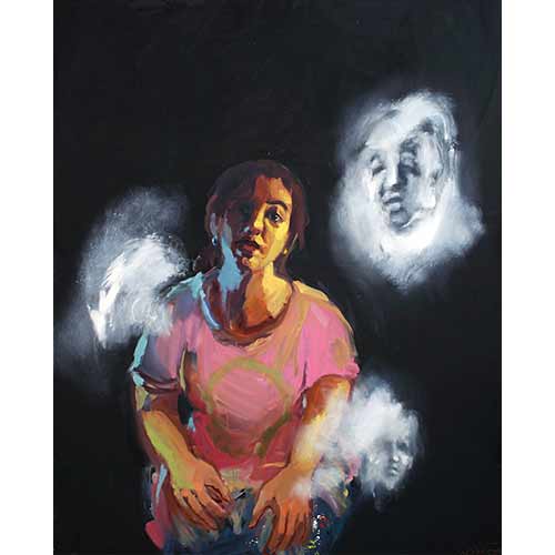 Self Portait with Three  Ghosts, oil on Canvas 154x122cm