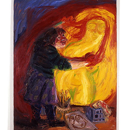 Self Portrait - Red Hands 1990 Oil on canvas 213cm x166cm Artist's Collection