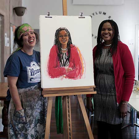 Wendy and Antionette. I gave those asylum seekers and refugees who participated a small signed copy of their portrait to as a personal thank you.